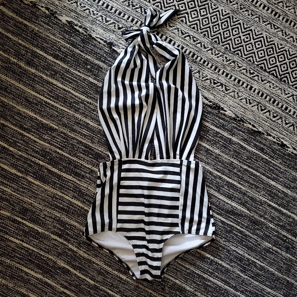 Black & white one piece swimsuit